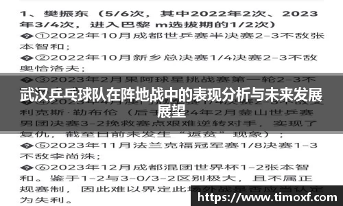武汉乒乓球队在阵地战中的表现分析与未来发展展望